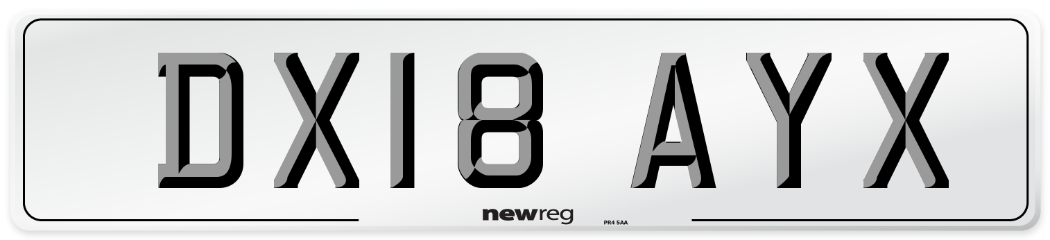 DX18 AYX Number Plate from New Reg